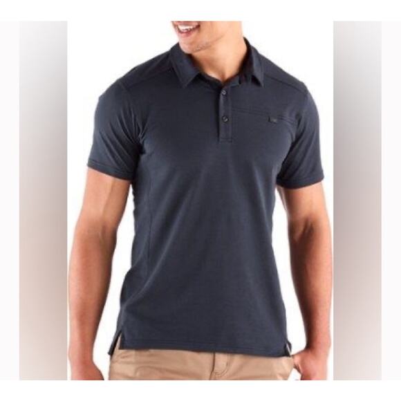 Arc'teryx Captive Short Sleeve Polo Shirt in Navy Blue Mens Size Large - Picture 1 of 8